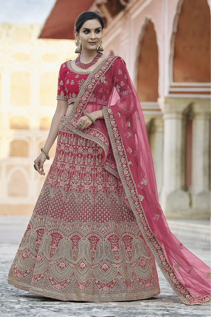 Pink Colour Velvet Hand Work Lehenga Choli LC1080103