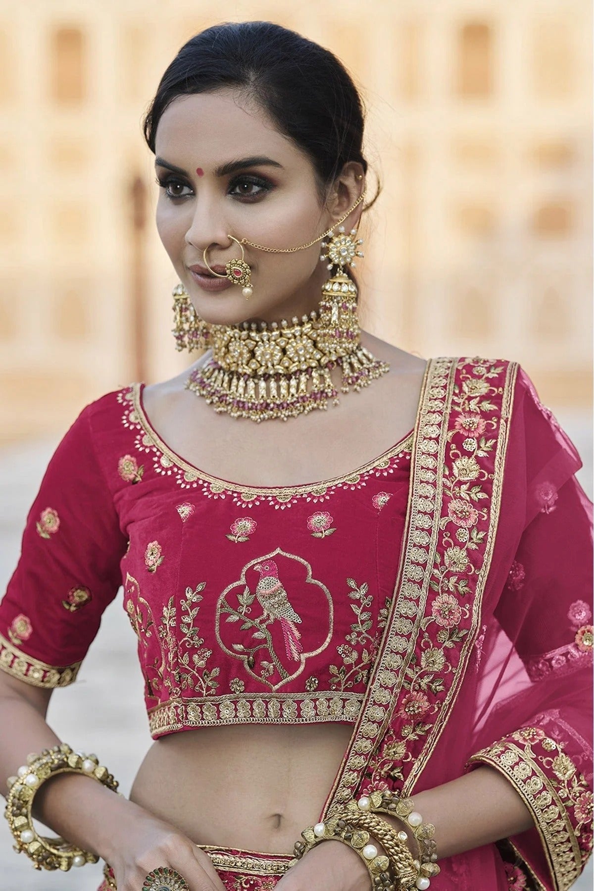 Pink Colour Velvet Hand Work Lehenga Choli LC1080107 A