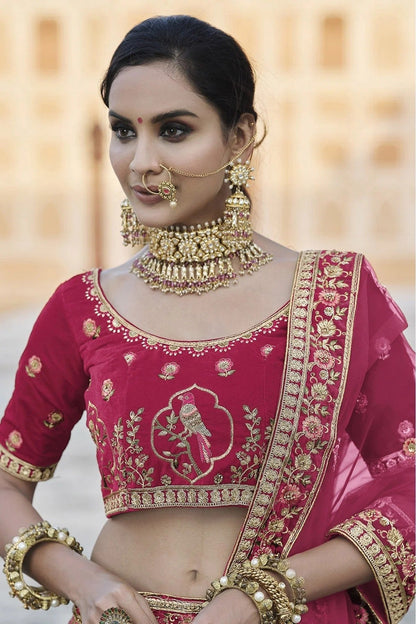 Pink Colour Velvet Hand Work Lehenga Choli LC1080107 A