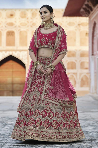Pink Colour Velvet Hand Work Lehenga Choli LC1080107