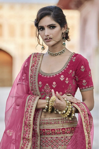 Pink Colour Velvet Hand Work Lehenga Choli LC1080109 A