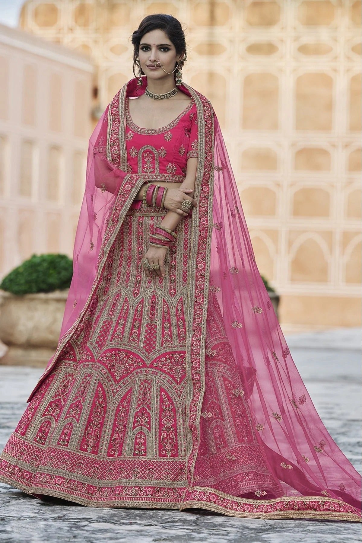 Pink Colour Velvet Hand Work Lehenga Choli LC1080113