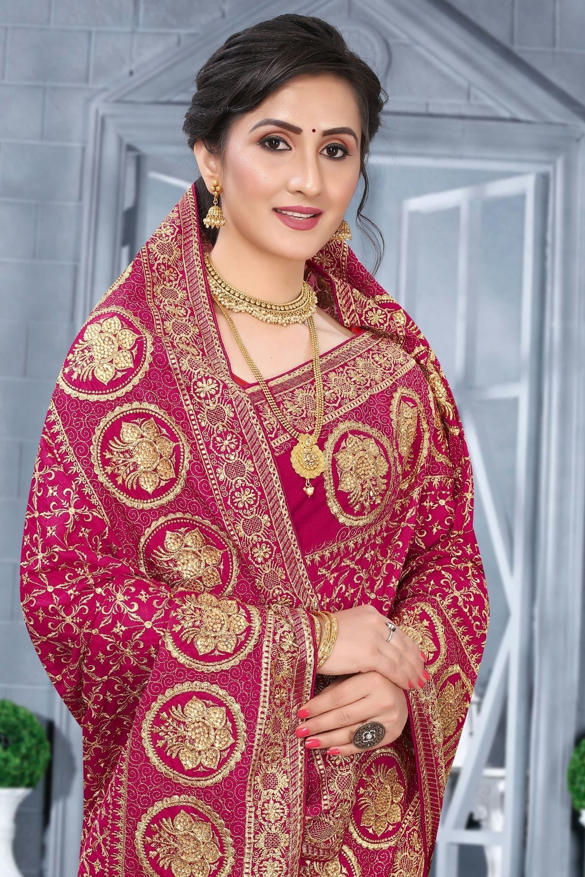 Pink Colour Vichitra Bloming Silk Designer Saree SD1091069 A