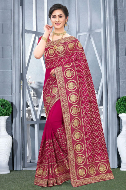 Pink Colour Vichitra Bloming Silk Designer Saree SD1091069