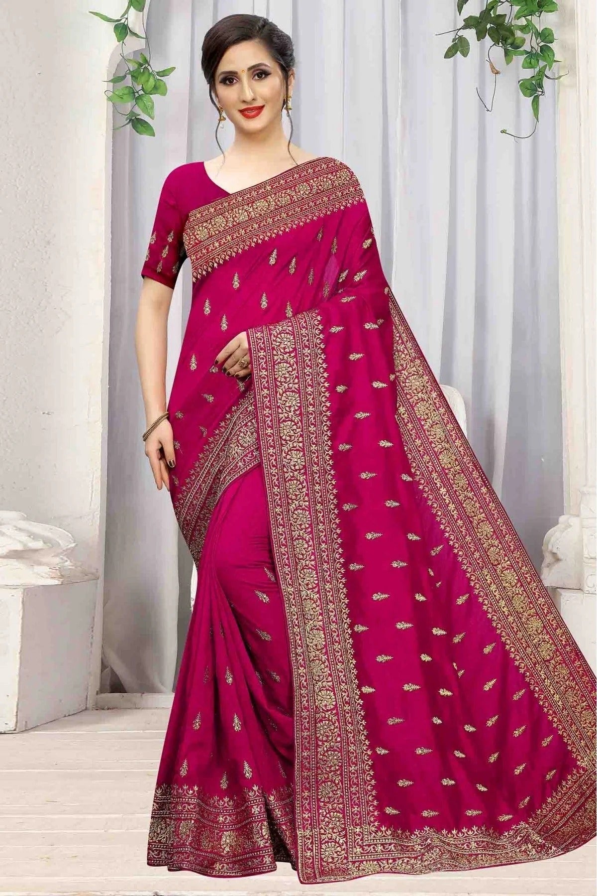 Pink Colour Vichitra Silk Designer Saree SD1090071