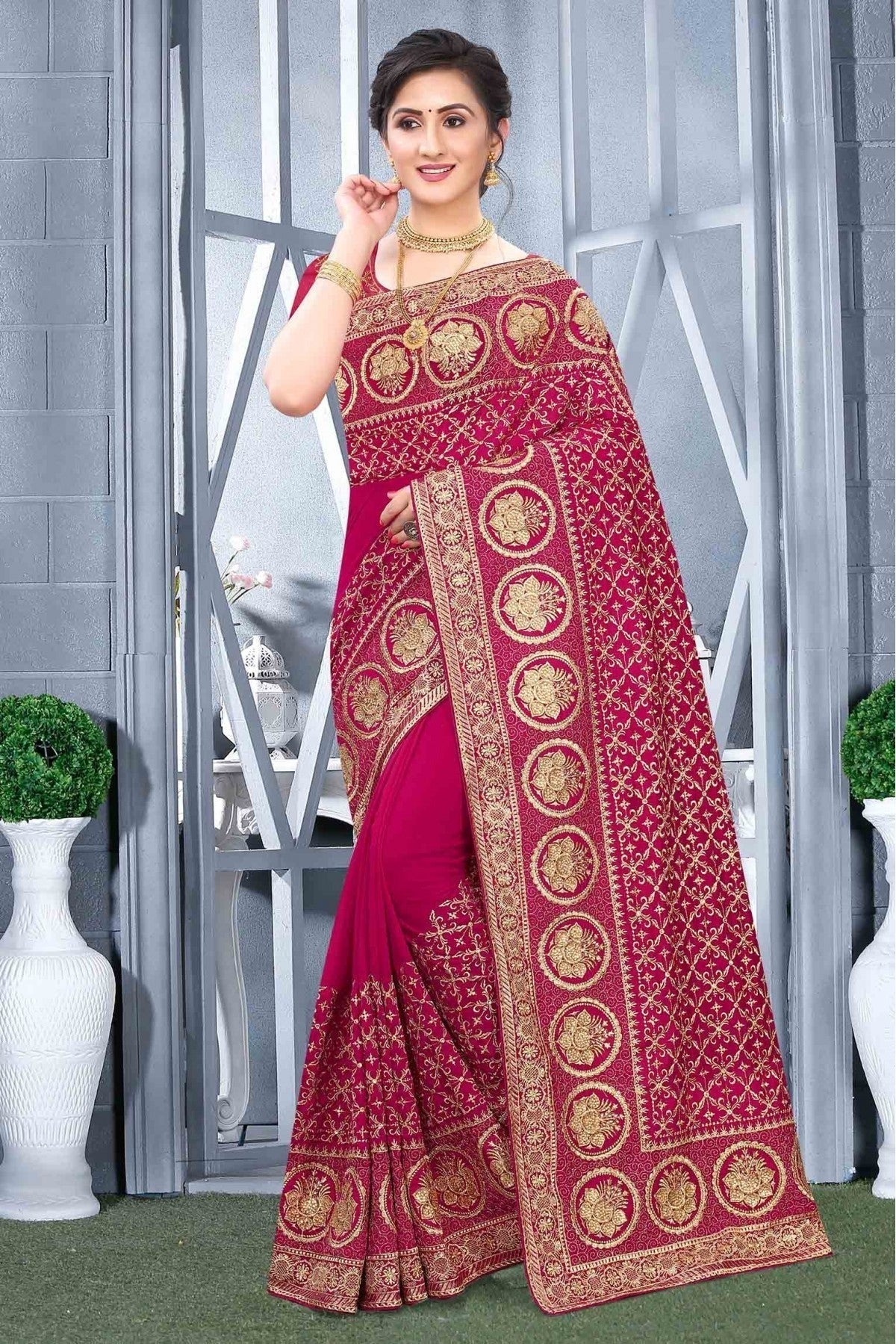 Pink Colour Vichitra Silk Designer Saree SD1090170