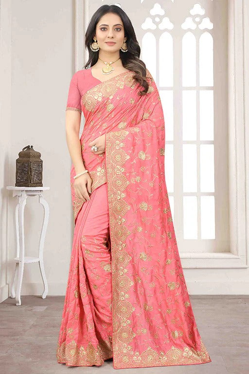 Pink Colour Vichitra Silk Designer Saree SD1090640