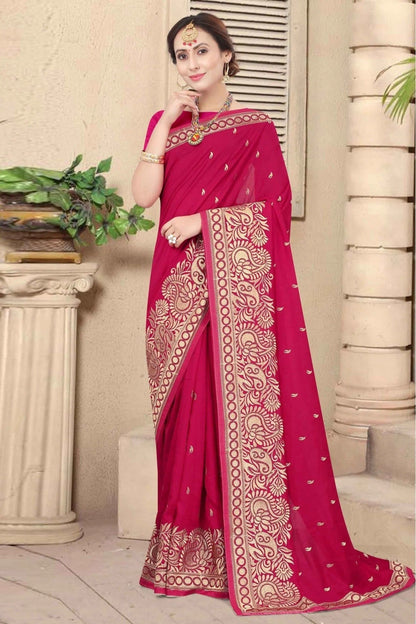 Pink Colour Vichitra Silk Designer Saree SD1120678
