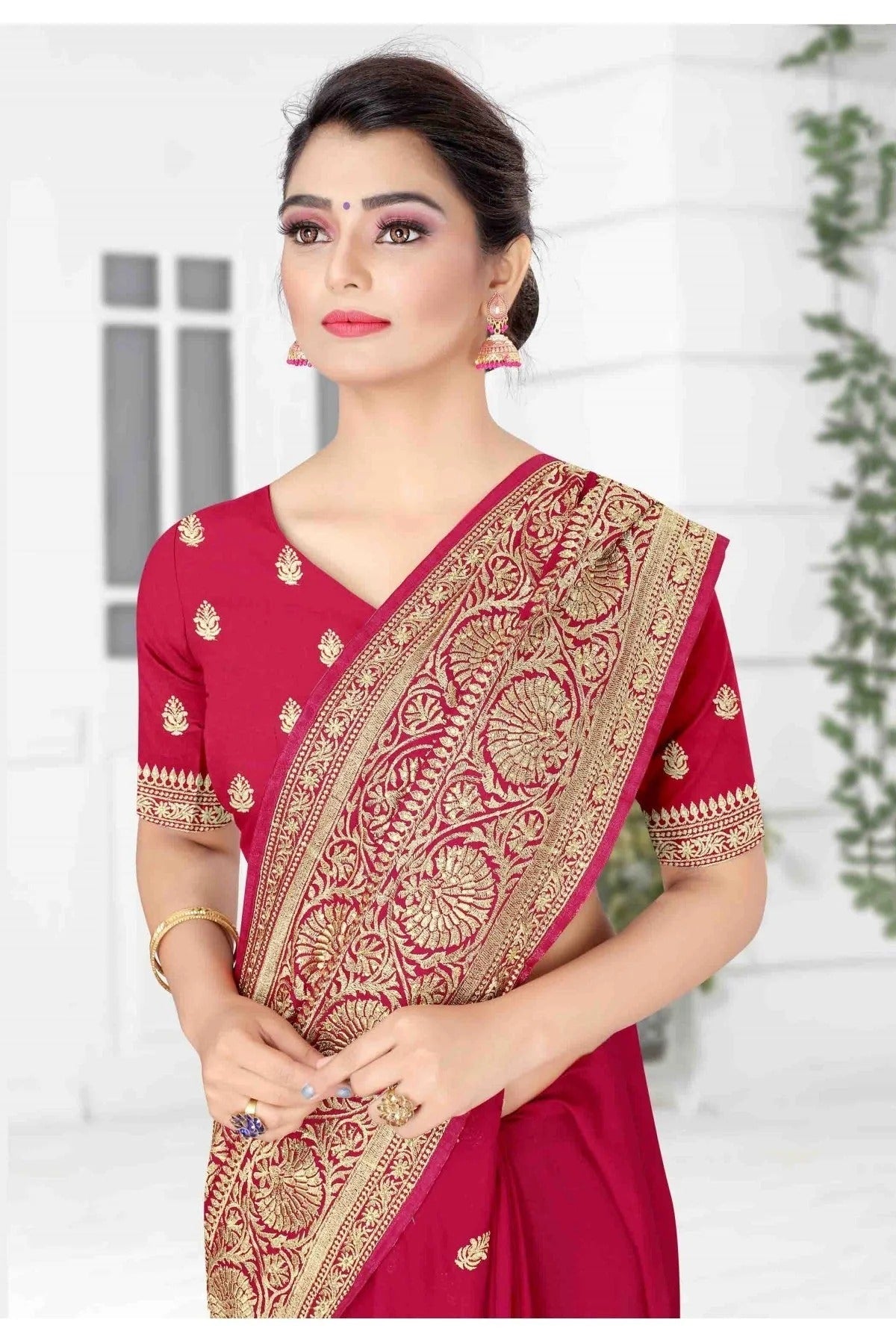 Pink Colour Vichitra Silk Designer Saree SD1120707 A