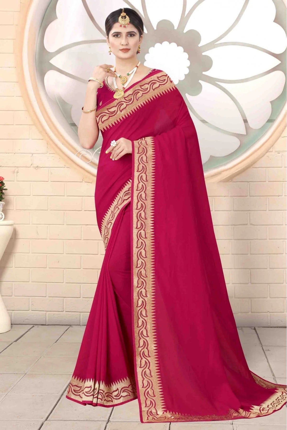 Pink Colour Vichitra Silk Designer Saree SD1120735