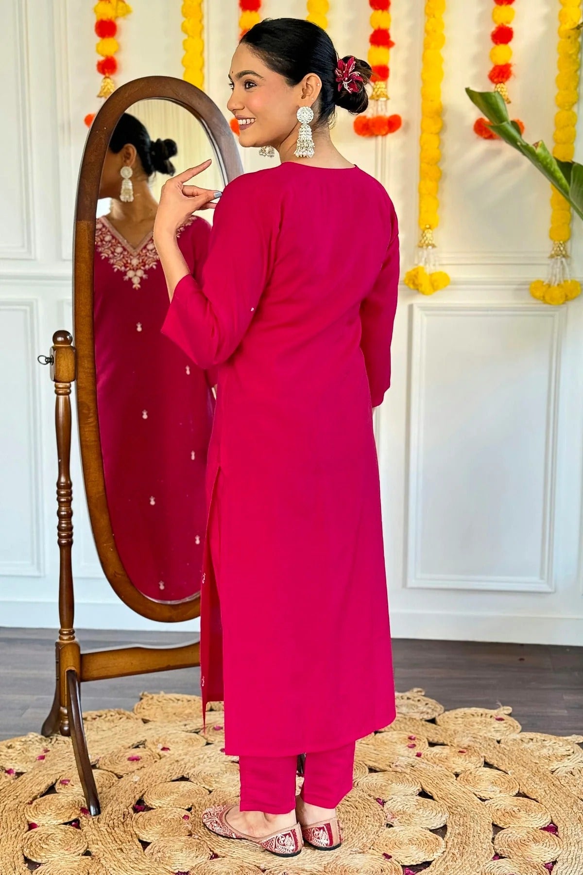 Pink Colour Viscose Chanderi Stitched Salwar Suit SS1111402 A