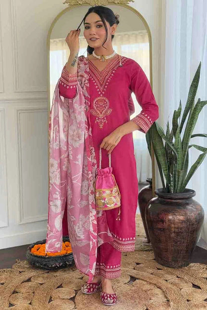 Pink Colour Viscose Rayon Stitched Suit SS1113299