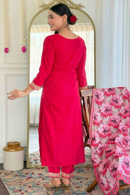 Pink Colour Viscose Slub Stitched Suit SS1112888 A