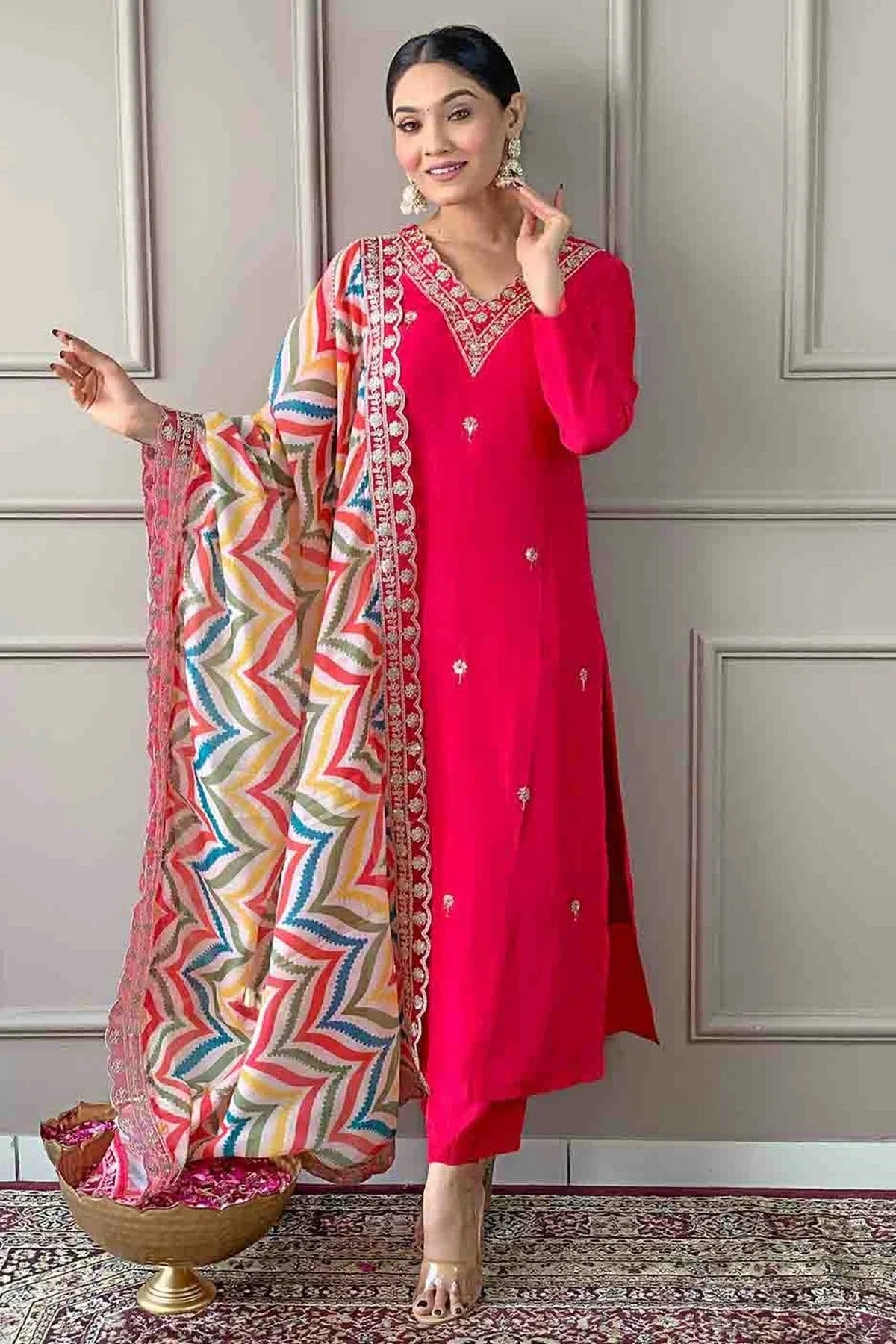 Pink Colour Viscose Stitched Suit SS1112985