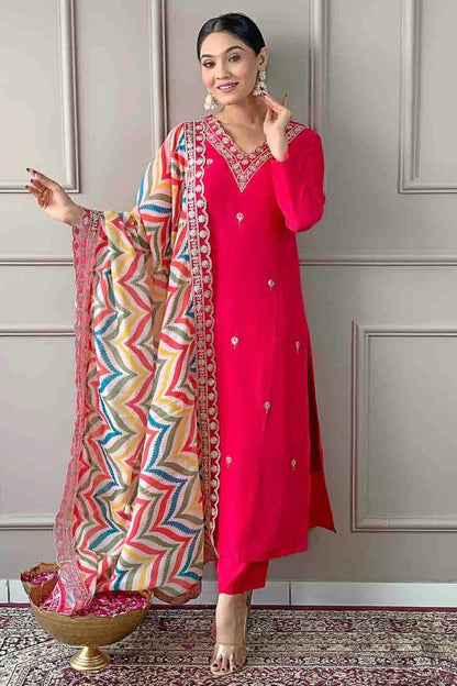 Pink Colour Viscose Stitched Suit SS1112985