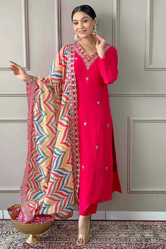 Pink Colour Viscose Stitched Suit SS1112985