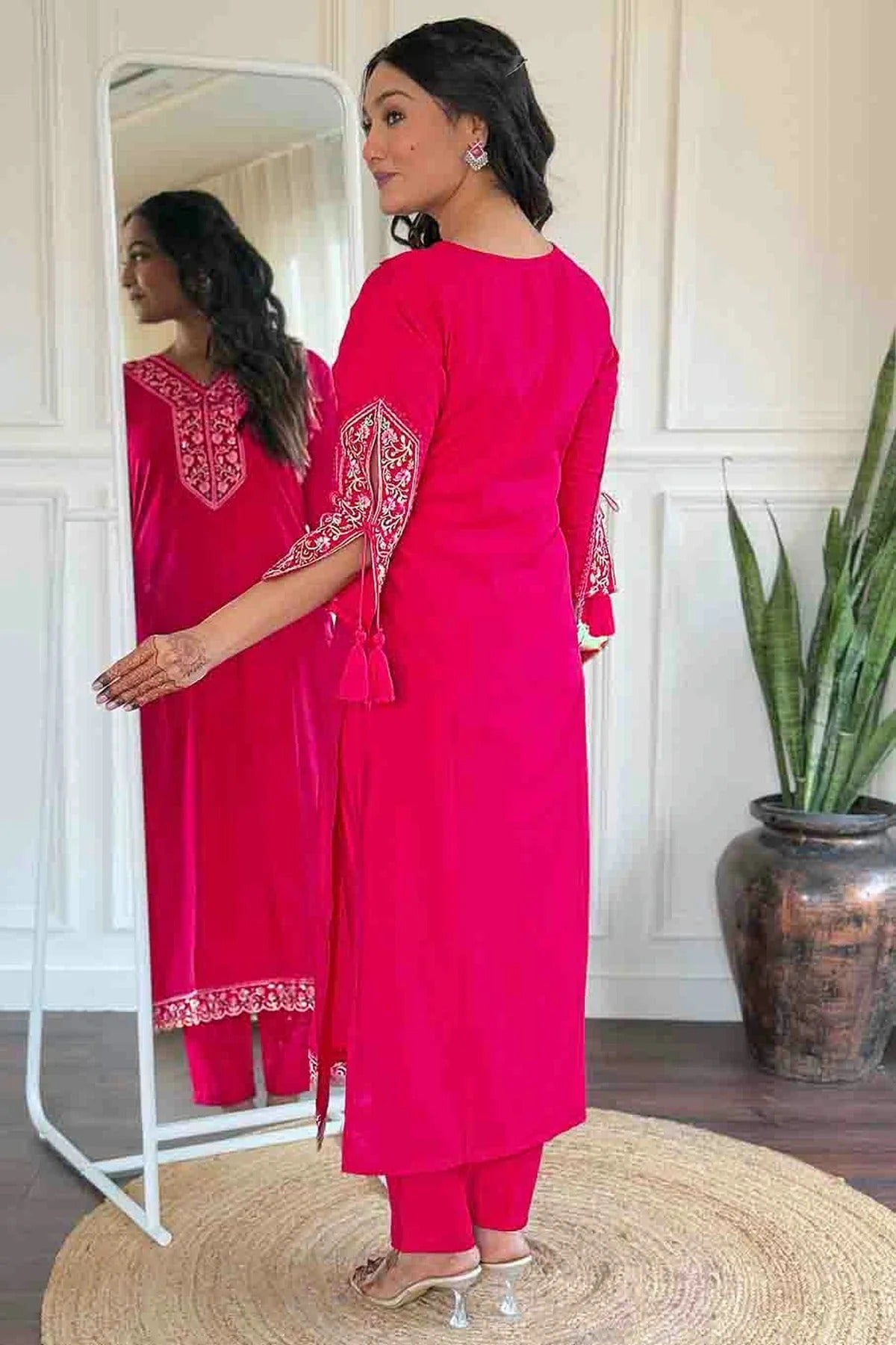 Pink Colour Viscose Stitched Suit SS1112994 A