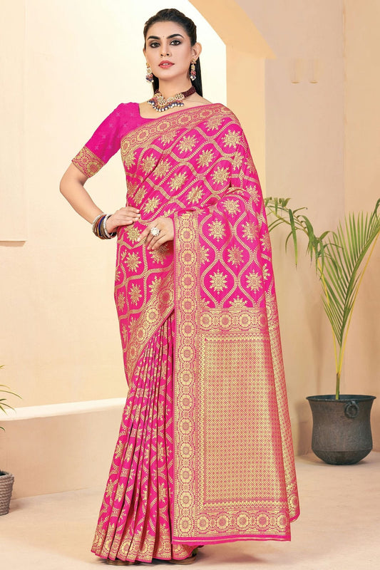 Pink Colour Woven Work Banarasi Silk Saree SD1101280