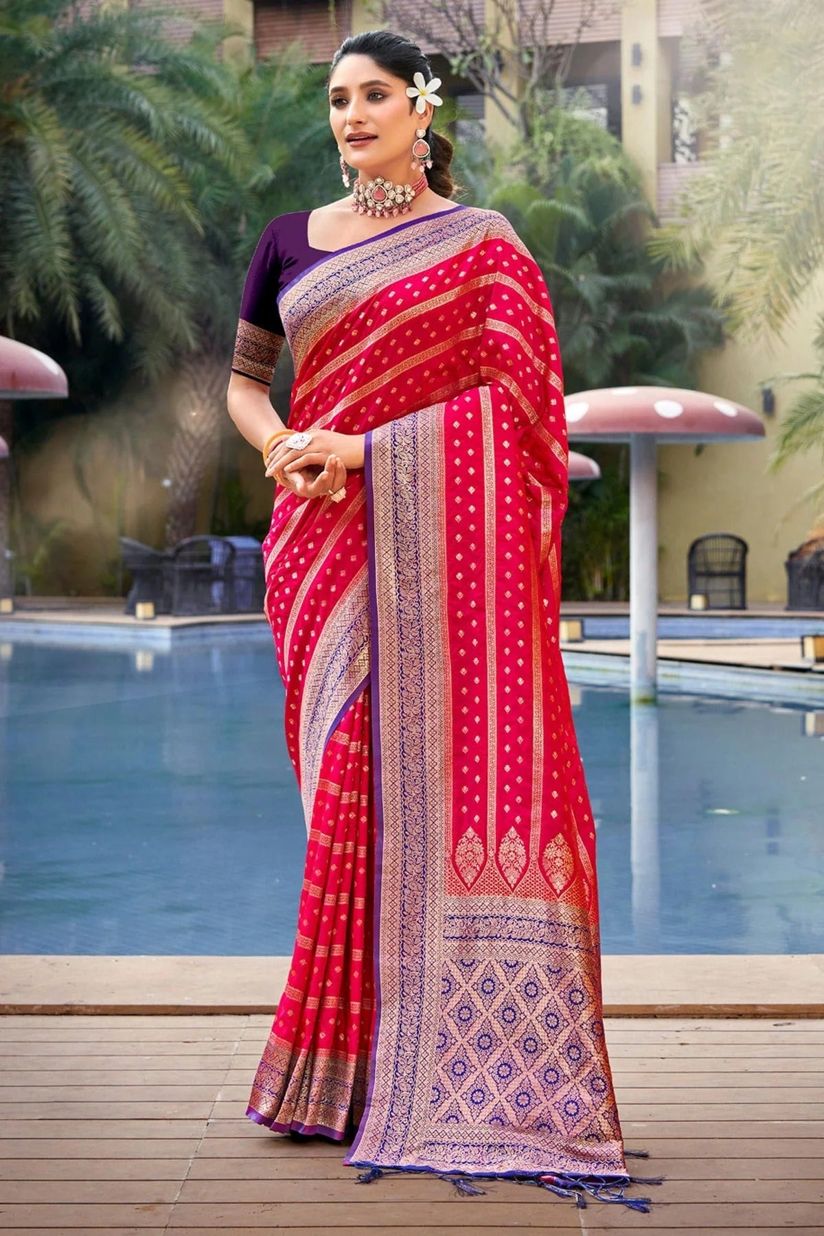 Pink Colour Woven Work Banarasi Silk Saree SD1101772