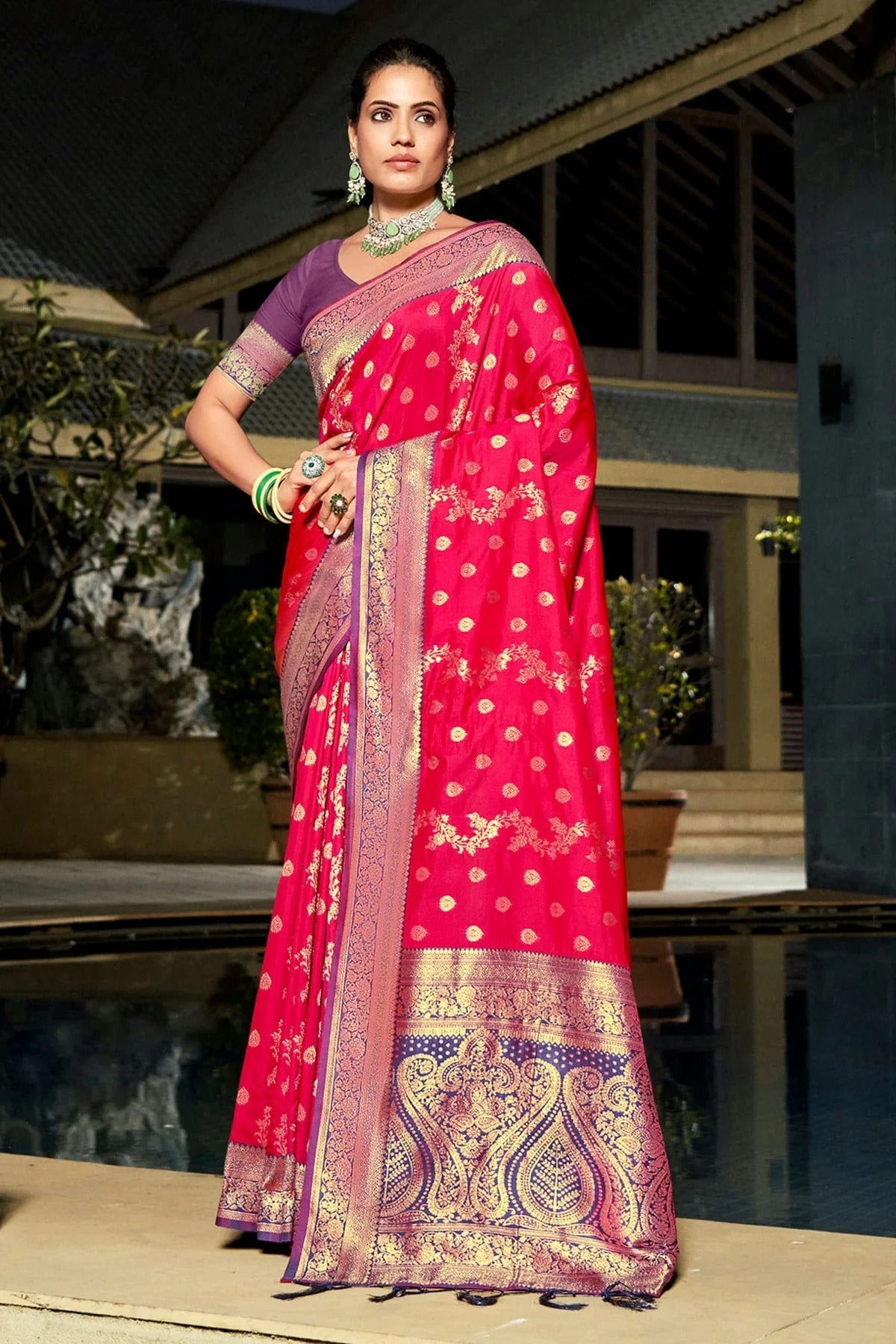 Pink Colour Woven Work Banarasi Silk Saree SD1101778