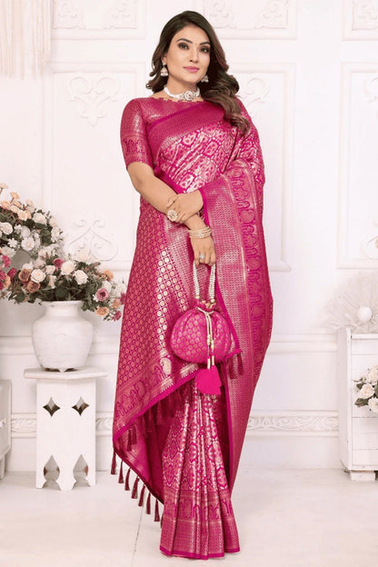 Pink Colour Woven Work Banarasi Silk Traditional Saree SD1250243 A