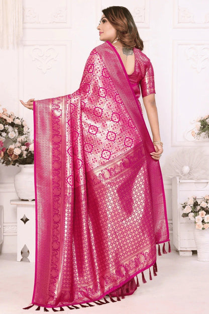 Pink Colour Woven Work Banarasi Silk Traditional Saree SD1250243 B