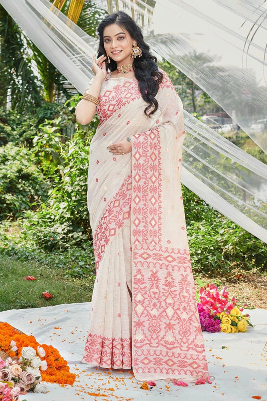 Pink Colour Woven Work Cotton Saree SD1101914