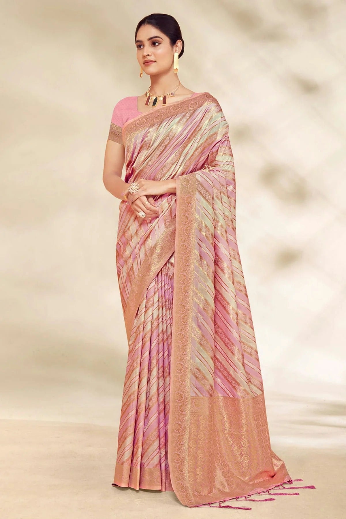 Pink Colour Woven Work Cotton Saree SD1101937