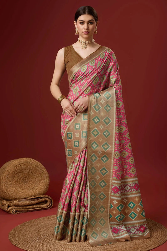 Pink Colour Woven Work Cotton Saree SD1102107