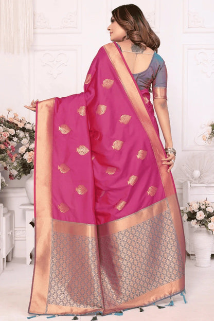 Pink Colour Woven Work Lichi Soft Silk Traditional Saree SD1250314 B