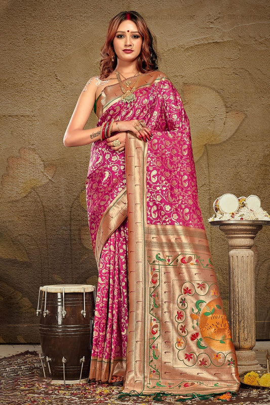 Pink Colour Woven Work Paithani Silk Saree SD1101415