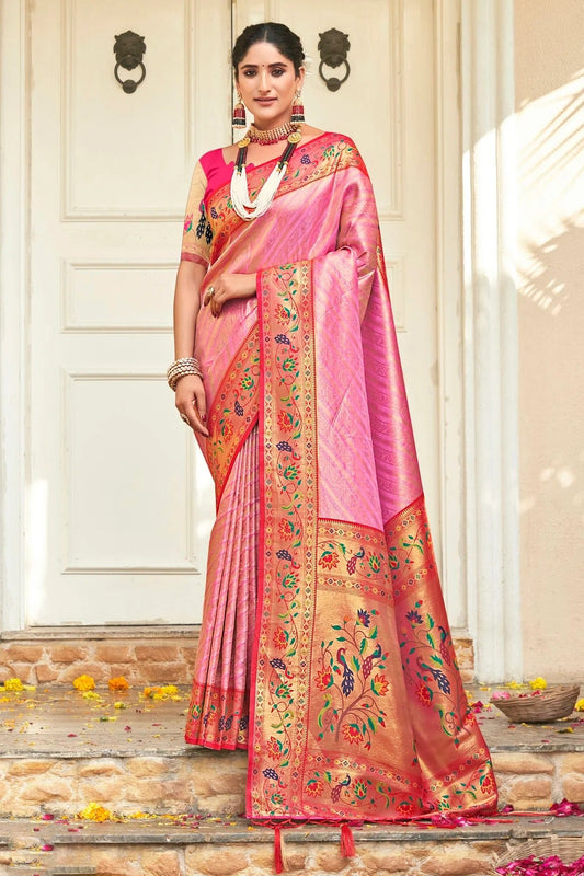 Pink Colour Woven Work Paithani Silk Saree SD1101555