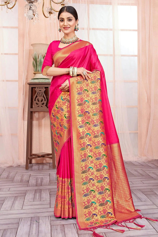 Pink Colour Woven Work Paithani Silk Saree SD1101642