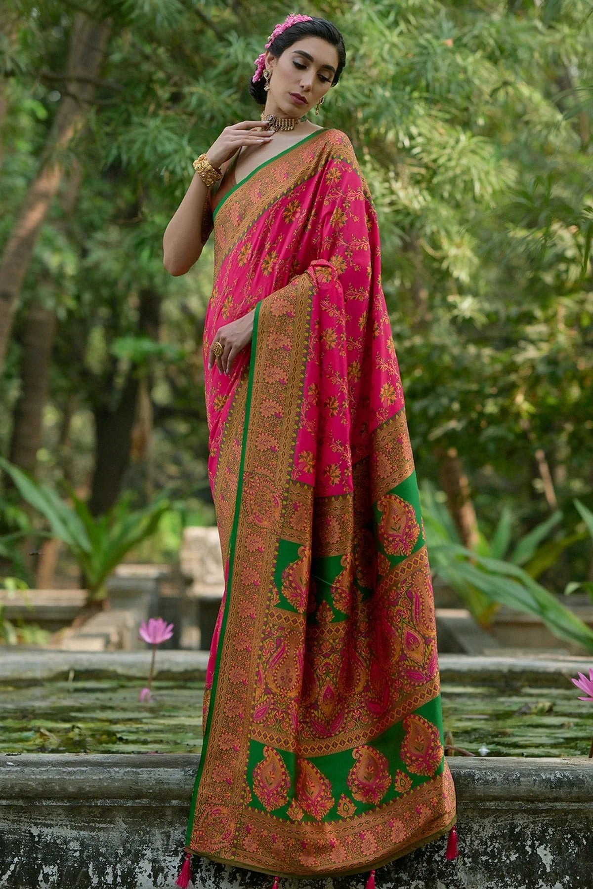 Pink Colour Woven Work Pashmina Silk Saree SD1260030 A