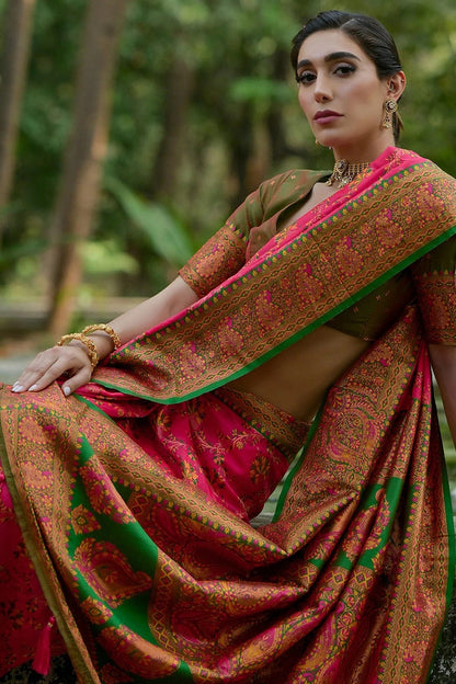 Pink Colour Woven Work Pashmina Silk Saree SD1260030 B
