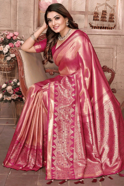 Pink Colour Woven Work Pure Banarasi Tissue Silk Traditional Saree SD1250288 A
