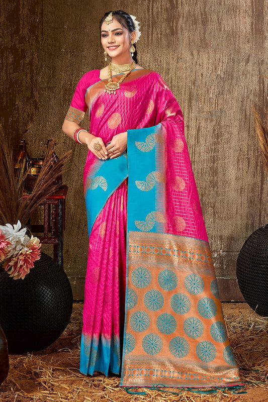 Pink Colour Woven Work Silk Saree SD1101646