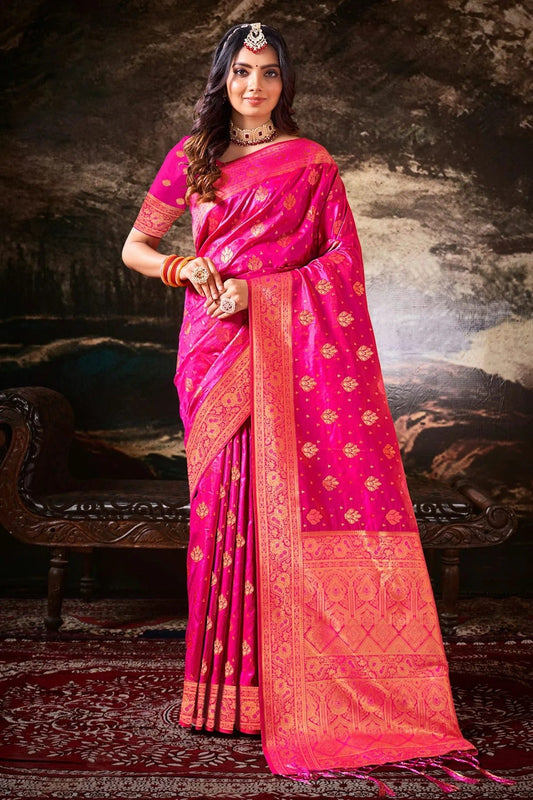 Pink Colour Woven Work Silk Saree SD1101686