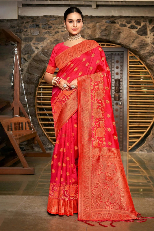 Pink Colour Woven Work Silk Saree SD1101811
