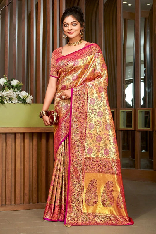 Pink Colour Woven Work Silk Saree SD1102148