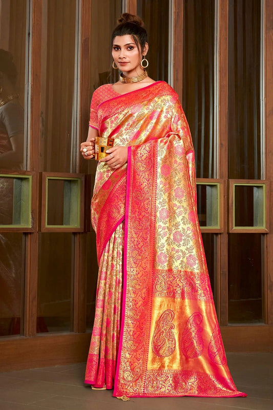Pink Colour Woven Work Silk Saree SD1102150