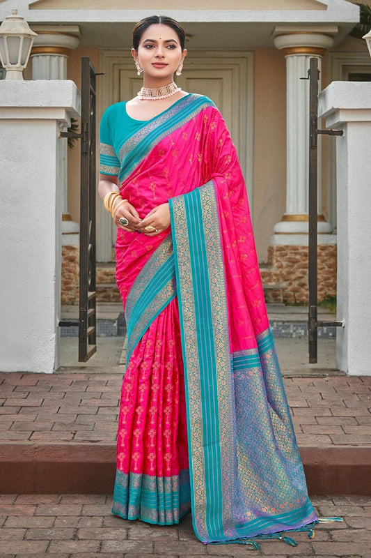 Pink Colour Woven Work Silk Saree SD1102216