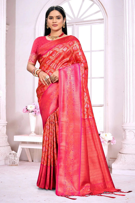 Pink Colour Woven Work Silk Saree SD1102237