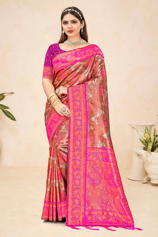 Pink Colour Woven Work Silk Saree SD1102291