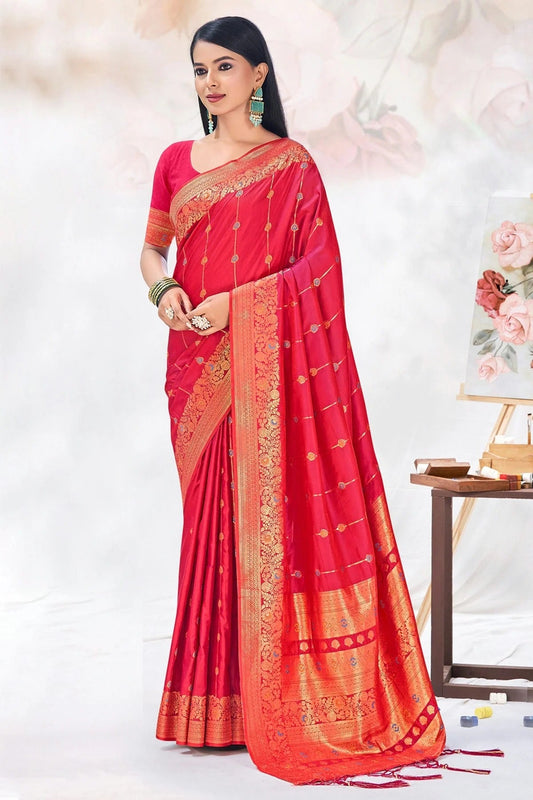 Pink Colour Woven Work Silk Saree SD1102300