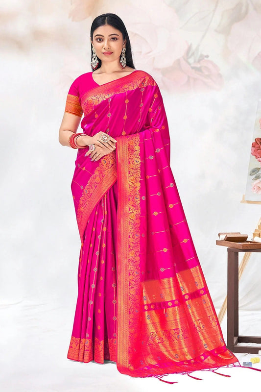 Pink Colour Woven Work Silk Saree SD1102303