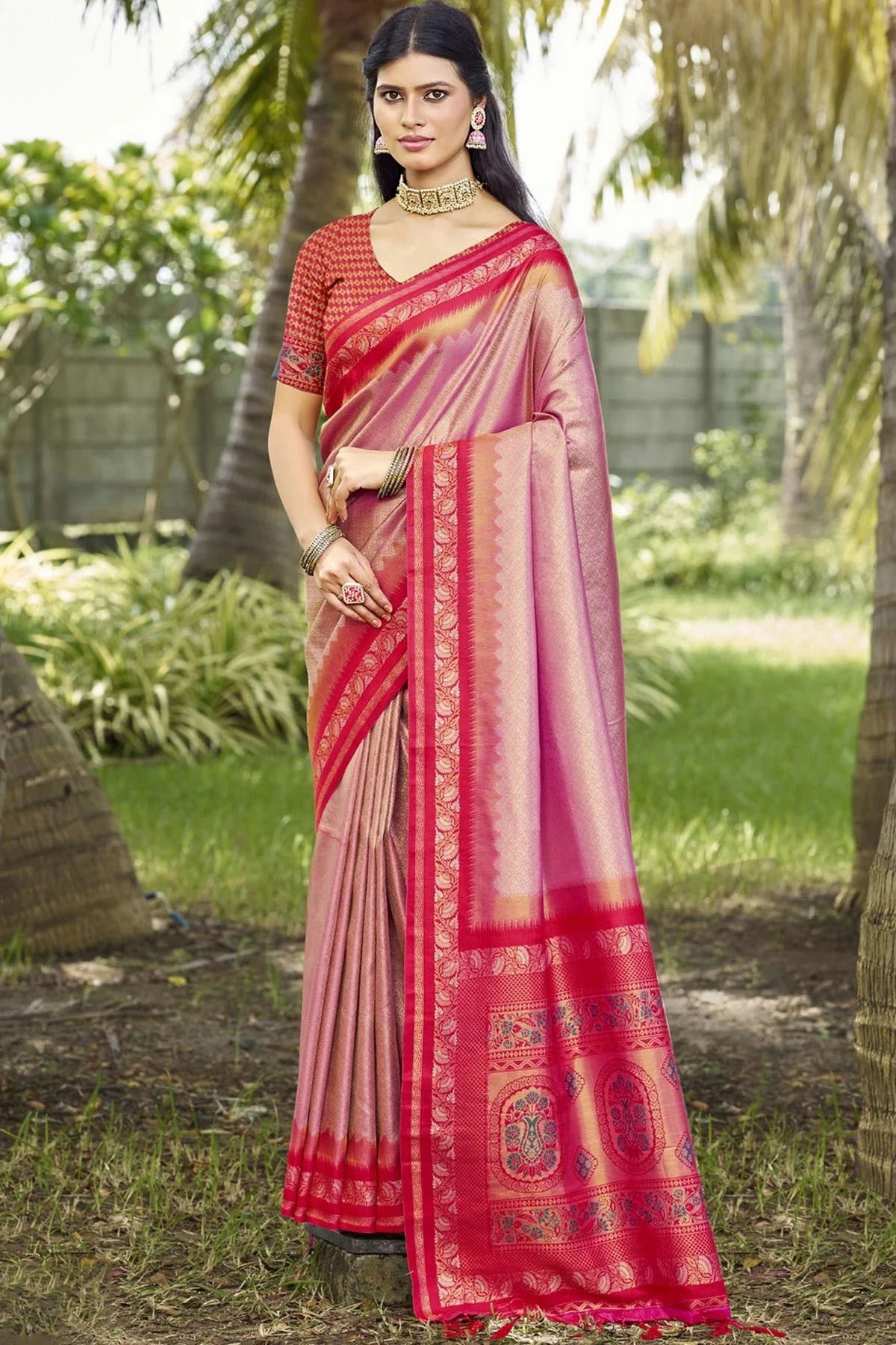 Pink Colour Woven Work Silk Traditional Saree SD1103145