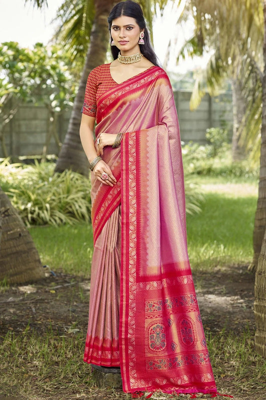 Pink Colour Woven Work Silk Traditional Saree SD1103145