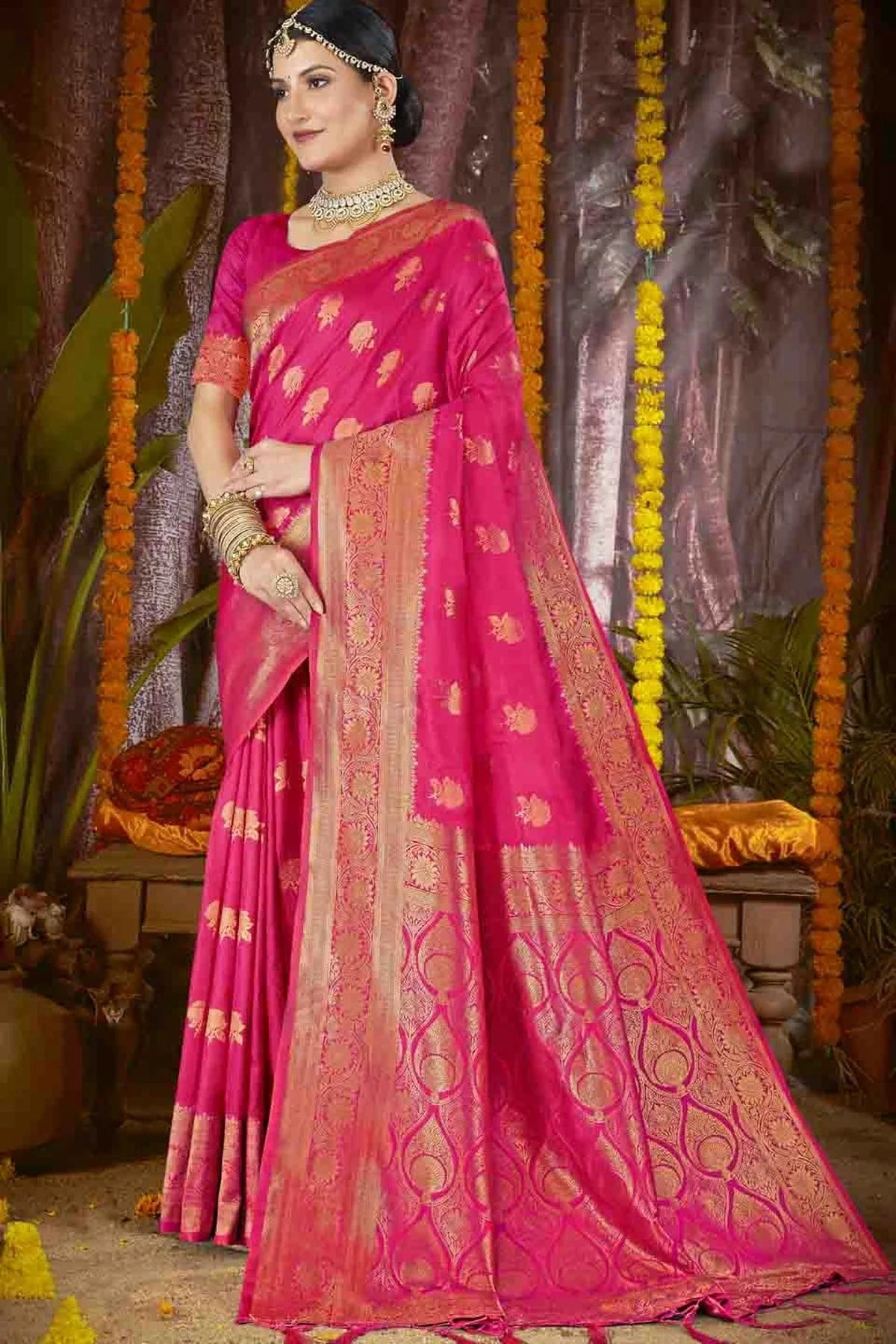 Pink Colour Woven Work Silk Traditional Saree SD1103423