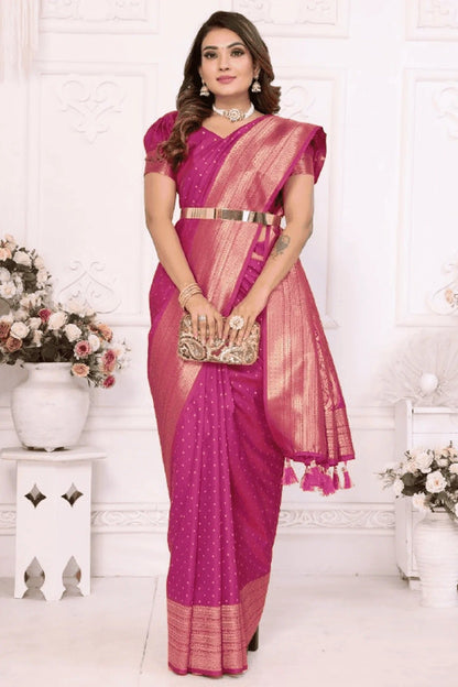 Pink Colour Woven Work Soft Silk Traditional Saree SD1250281 A